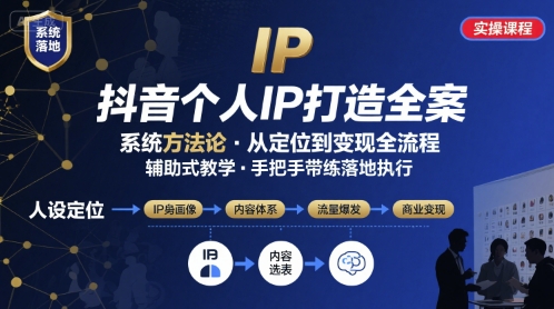 抖音个人IP系统落地实操大课，实操课程，辅助落地-理想项目库