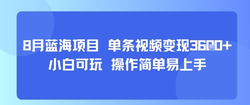 8月AI蓝海项目，单条视频变现1k+ 小白可玩 操作简单易上手-理想项目库