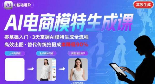 AI模特进阶课程，0基础高效生成逼真电商模特图-理想项目库