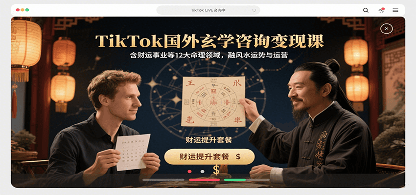 TikTok国外玄学咨询变现课，含财运事业等12大命理领域，融风水运势与运营-理想项目库
