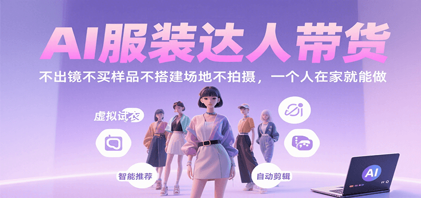 AI服装达人带货，不出镜不买样品不搭建场地不拍摄，一个人在家就能做-理想项目库