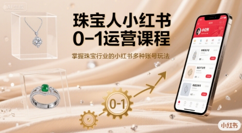珠宝人小红书0-1运营课程，掌握珠宝行业的小红书多种账号玩法-理想项目库