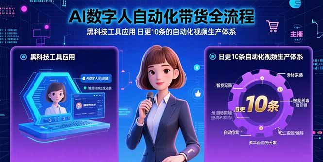 AI数字人自动化带货全流程：黑科技工具应用 日更10条的自动化视频生产体系-理想项目库