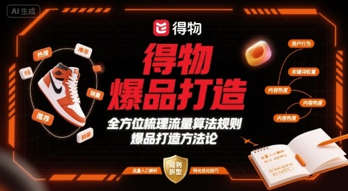 得物爆品打造，全方位梳理得物流量算法规则爆品打造规则-理想项目库