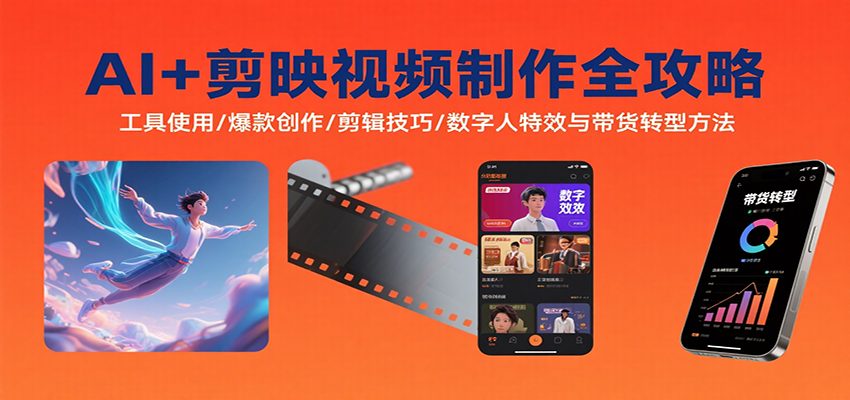 AI+剪映视频制作全攻略：工具使用/爆款创作/剪辑技巧/数字人特效与带货转型方法-理想项目库