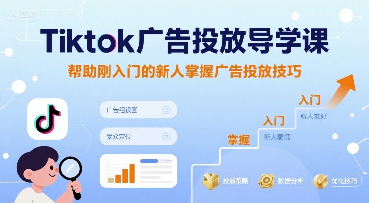 Tiktok广告投放导学课，帮助刚入门的新人掌握广告投放技巧-理想项目库