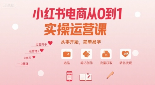 小红书电商从0到1实操运营课，从零开始，简单易学-理想项目库
