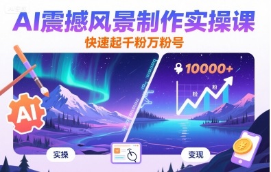 AI震撼风景制作实操课，快速起千粉万粉号-理想项目库