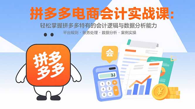 拼多多电商会计实战课：轻松掌握拼多多特有的会计逻辑与数据分析能力-理想项目库