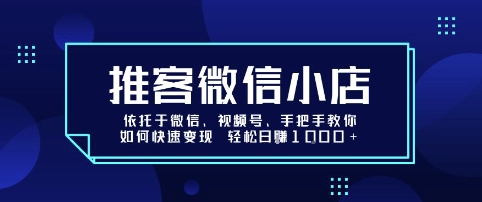 推客微信小店依托于微信、视频号，手把手教你如何快速变现 轻松日入1k+【揭秘】-理想项目库