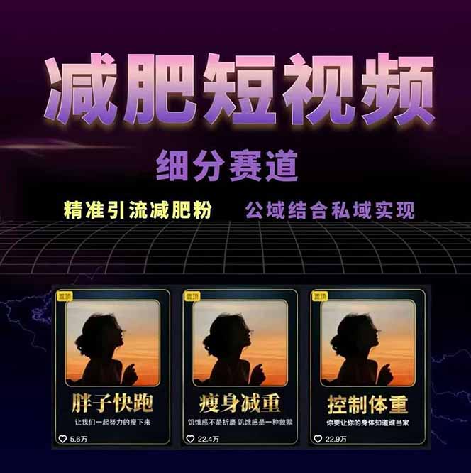 图片[1]-减肥短视频赛道运营课：素材准备-视频制作-引流变现全流程 (附素材-理想项目库