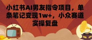 小红书AI男友指令项目，单条笔记变现1w+，小众赛道实操复盘-理想项目库