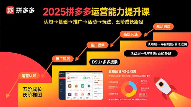 2025拼多多运营能力提升课：认知→基础→推广→活动→玩法，五阶成长路径-理想项目库