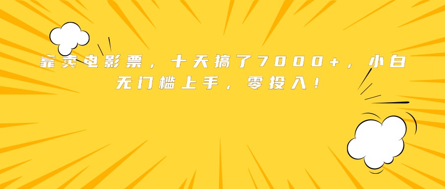 靠卖电影票，十天搞了7000+，小白无门槛上手，零投入！-理想项目库