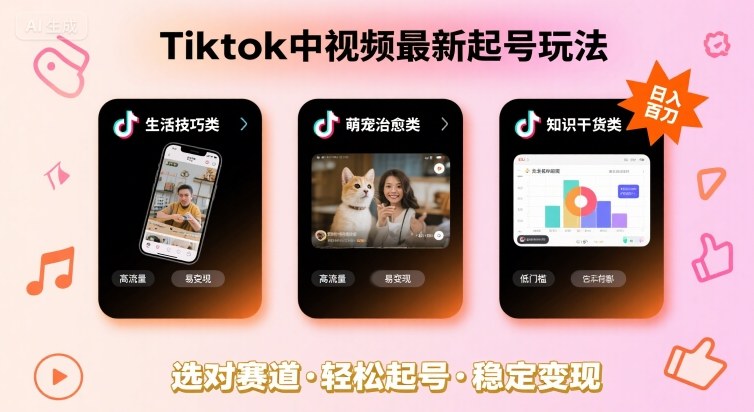 Tiktok中视频最新起号玩法，想要日入百刀，做好这几个赛道就可以了-理想项目库