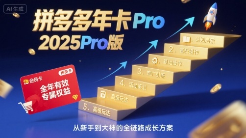 拼多多年卡2025Pro版，五大板块从认知到基础、从推广到活动、从活动到玩法-理想项目库