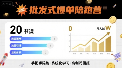 批发式爆单陪跑营，20节课带你实现批发式爆单，带你经松月入过W-理想项目库