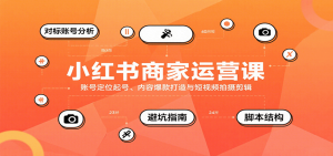 小红书商家运营课,账号定位起号、内容爆款打造与短视频拍摄剪辑-理想项目库