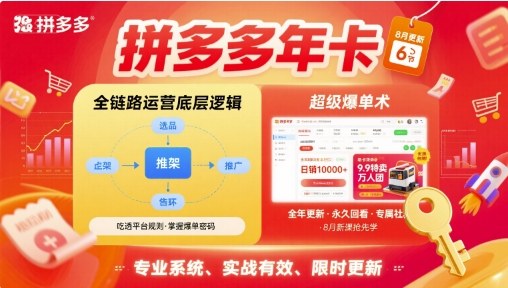 拼多多年卡【8月更新6节】拼多多全链路运营底层逻辑，超级爆单术-理想项目库