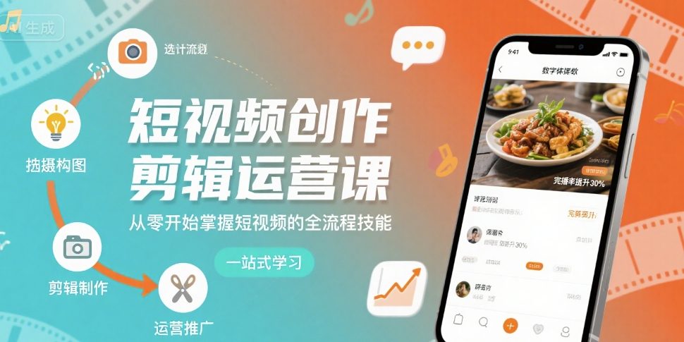 短视频创作剪辑运营课，从零开始掌握短视频的全流程技能-理想项目库