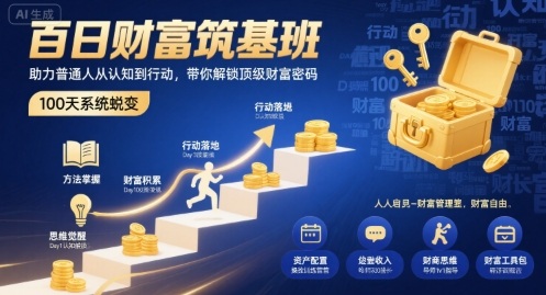 百日财富筑基班，助力普通人从认知到行动，带你解锁顶级财富密码-理想项目库