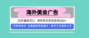 最新海外广告美金，全自动挂机，单机单日500+，可矩阵放大，新手小白轻…-理想项目库