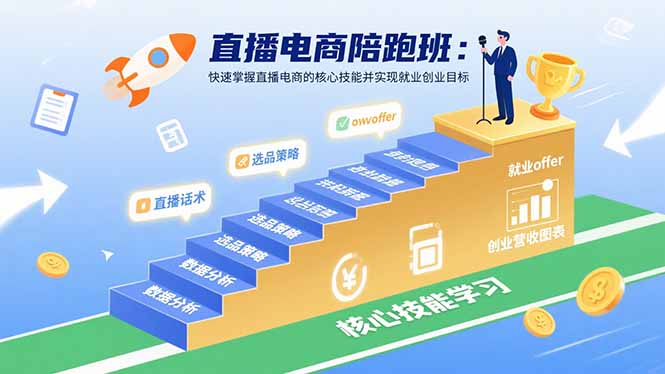 直播电商陪跑班：快速掌握直播电商的核心技能并实现就业/创业目标-理想项目库