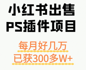 小红书出售PS插件项目，每月都收入好几万，长期操作已获利300多W+-理想项目库