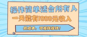 操作简单适合所有人全自动挂机项目，一天能有1000元收入，低成本，可矩…-理想项目库