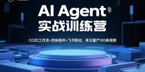 AI Agent实战训练营，COZE工作流+剪映插件+飞书联动，单日量产100条视频-理想项目库