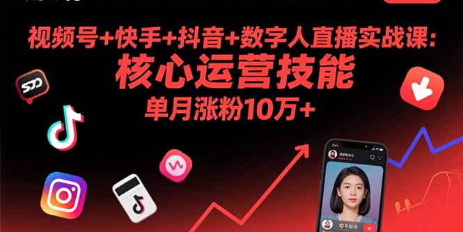 视频号+快手+抖音+数字人直播实战课(9月-理想项目库
