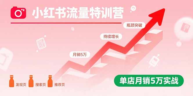 小红书流量特训营：突破流量瓶颈，实现店铺持续增长，单店月销5万实战-理想项目库