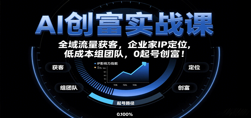 AI创富实战课：企业家IP定位，全域流量获客，低成本组团队，0起号创富！-理想项目库