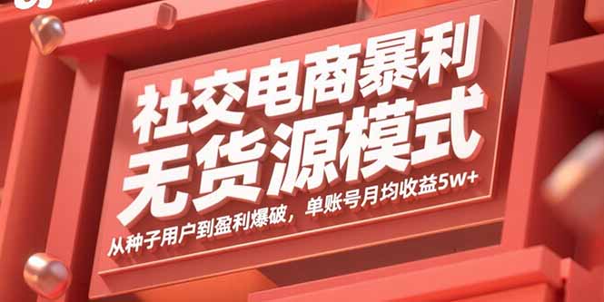 社交电商暴利无货源模式：从种子用户到盈利爆破，单账号月均收益5w+-理想项目库