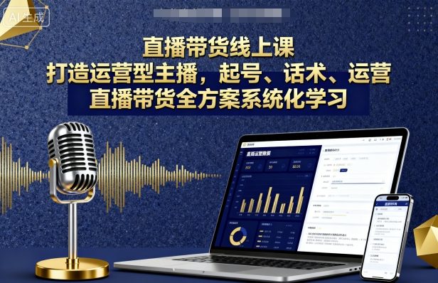 直播带货线上课，打造运营型主播，起号、话术、运营，直播带货全方案系统化学习-理想项目库