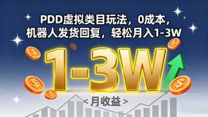 PDD虚拟类目玩法，0成本，机器人发货回复，轻松月入1-3W-理想项目库