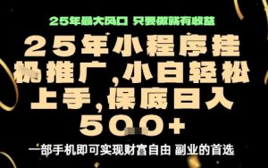 微信小程序挂G推广，解放双手，保底日入5张【揭秘】-理想项目库