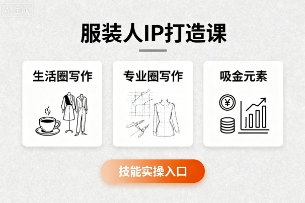 服装人IP打造课，文案创富+生活圈写作+专业圈写作+服装人专属+吸金元素+技能实操-理想项目库
