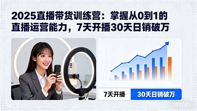 2025直播带货训练营：掌握从0到1的直播运营能力，7天开播30天日销破万-理想项目库