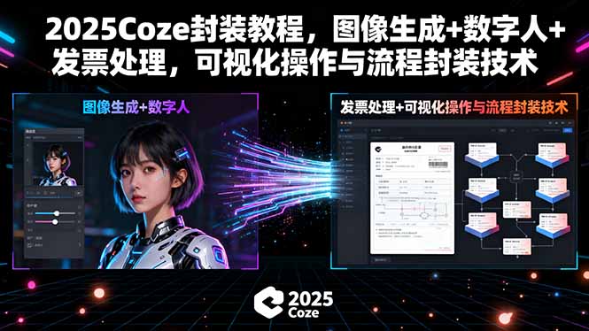 2025Coze封装教程，图像生成+数字人+发票处理，可视化操作与流程封装技术-理想项目库