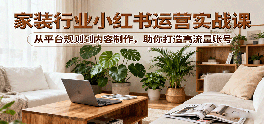 小红书家装行业运营实战课：从平台规则到内容制作，助你打造高流量账号-理想项目库