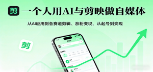 一个人用AI与剪映做自媒体，从AI应用到各赛道剪辑、涨粉变现，从起号到变现-理想项目库