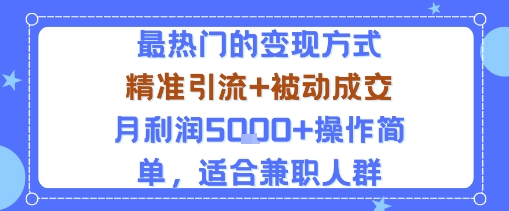 小众赛道玩法：当下最热门的变现方式，精准引流+被动成交月利润5k+操作简单，适合兼职人群-理想项目库