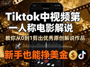 Tiktok中视频第一人称电影解说，教你从0到1剪出一个优秀的原创解说作品，新手也能挣美金-理想项目库