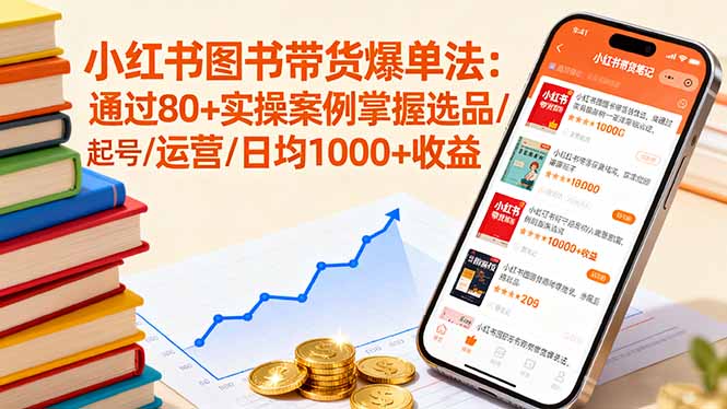 小红书图书带货爆单法：通过80+实操案例掌握选品/起号/运营/日均1000+收益-理想项目库