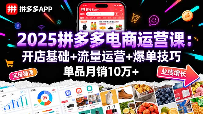 2025拼多多电商运营课：开店基础+流量运营+爆单技巧，单品月销10万+-理想项目库