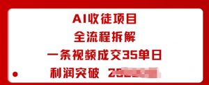 AI收徒项目全流程拆解一条视频成交35单日利润突破1k+-理想项目库