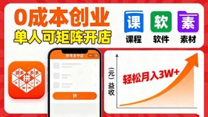 拼多多虚拟电商，0成本，单人可矩阵开店，轻松月入3W+-理想项目库