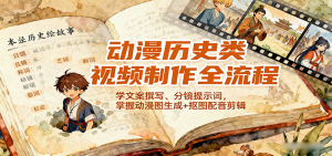动漫历史类视频制作全流程，学文案撰写、分镜提示词，掌握动漫图生成+抠图配音剪辑-理想项目库