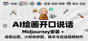 AI绘画开口说话，Midjourney安装 + 绘图出图，小和尚修图、换衣与说话视频制作-理想项目库